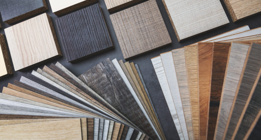 variety of wood texture furniture and flooring material samples for interior design